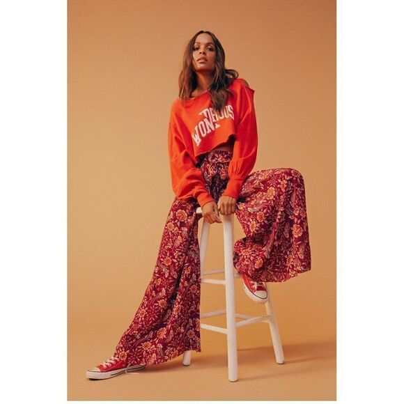 Free People Pants - NEW FREE PEOPLE FP ONE Sz S MOONLIGHT GARDEN WIDE